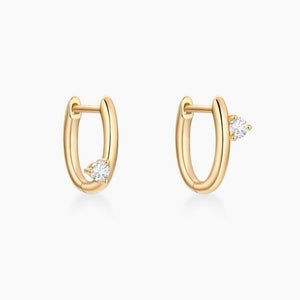 Classic Asymmetric CZ Huggie Hoop Earrings