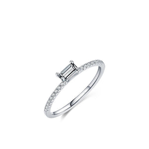 Emerald Cut CZ Half Eternity Stack Band Ring