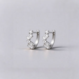 Multi Geometric Cut CZ Huggie Hoop Earrings