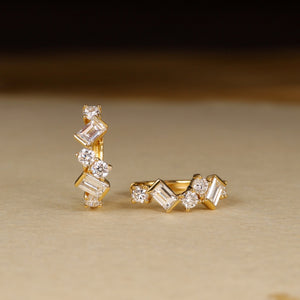 Multi Geometric Cut CZ Huggie Hoop Earrings
