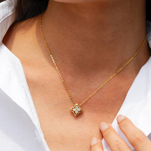 Moissanite Openwork Clover Charm Necklace