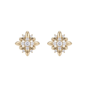 Dainty Iris Floral Crystal Cluster Stud Earrings