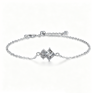 Princess Moissanite Adjustable Chain Bracelet