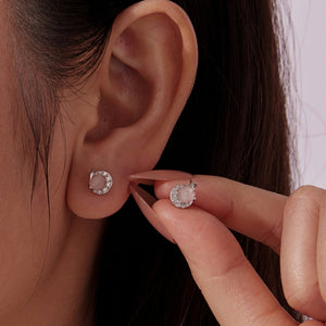 Celestial Rose Quartz Star Moon Stud Earrings