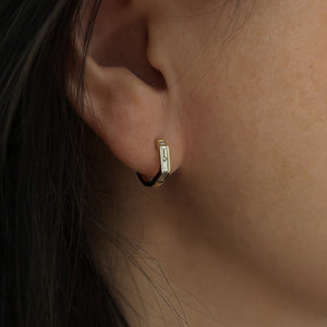 Geometric Baguette CZ Huggie Hoop Earrings