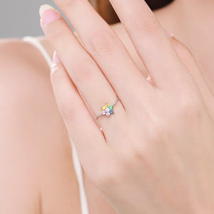 Dainty Flower Slide Thin Chain Adjustable Ring