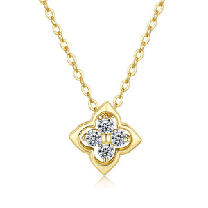 Moissanite Openwork Clover Charm Necklace