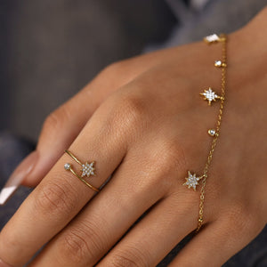 Tiny CZ Starburst Bead Charm Station Bracelet