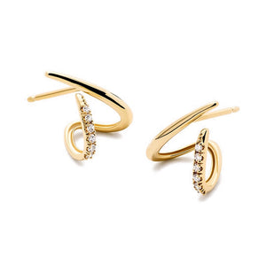 Dual Layer Pave CZ Spiral Open Hoop Earrings