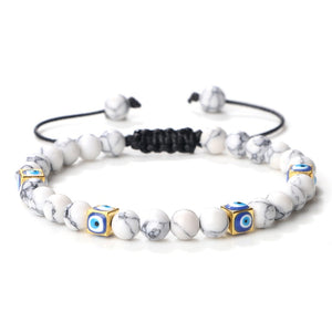 Evil Eye Ceramic Malachite Rope Bracelet