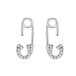 Classic Punk Pave CZ Paperclip Stud Earrings