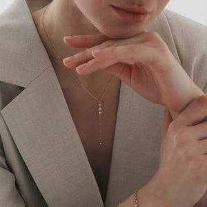 Minimalist Triple Disc Y-Lariat Drop Necklace