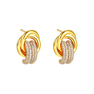 Chunky Intertwined Pave CZ Hoop Earrings