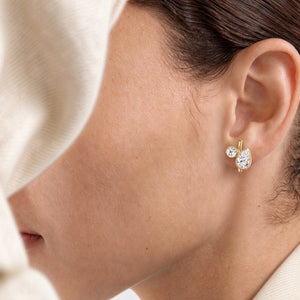 Asymmetric Geometric CZ Open Hoop Earrings