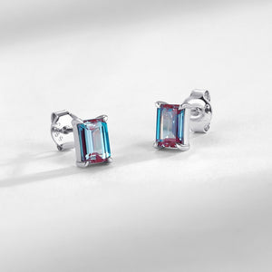 Tiny Geometric Cut Alexandrite Stud Earrings