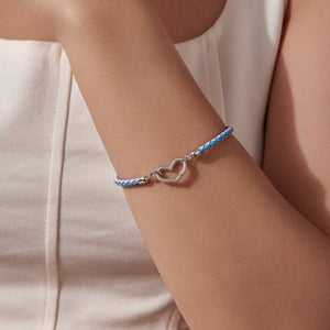 Two-Tone Braided Heart Leather Bracelet