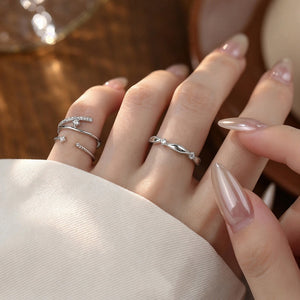 Vintage Milgrain Wave CZ Stacking Open Ring
