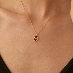 Dainty Oval Enamel Tiny CZ Pendant Necklace