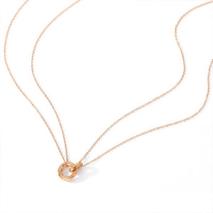 Interlocking Mini Ring Double Chain Necklace