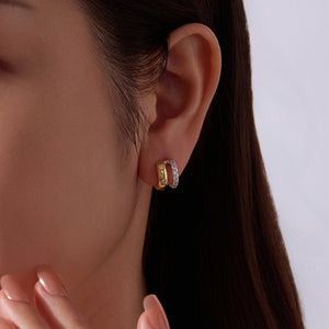 Two-Tone Starburst Layer Open Hoop Earrings
