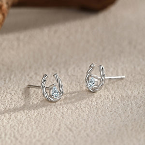 Twisted Horseshoe Teardrop CZ Stud Earrings