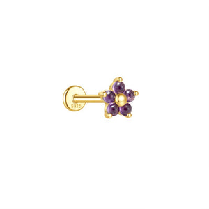 Amethyst Small Flower Cartilage Stud Earrings