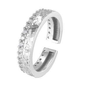 Sparkle Pave CZ Mermaid Scale Open Ring