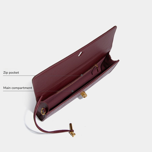 Alligator-Embossed Leather Clutch Handbag