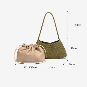 Matte Handwoven Leather Shoulder Handbag