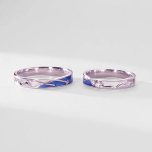 Starry Night Blue Enamel Couple Matching Ring