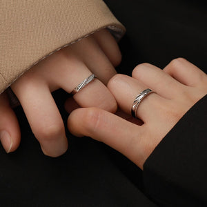 Twisted Wave CZ Couple Matching Open Ring