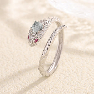 Engraved Snake Crystal Stacking Bypass Ring