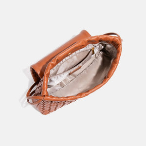 Handwoven Leather Flap Shoulder Handbag