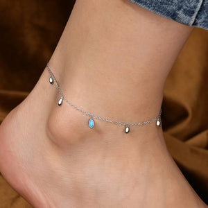 Marquise Turquoise Teardrop Charm Anklet