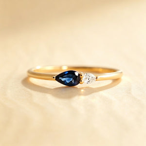 Minimalist Two-Tone Teardrop CZ Band Ring