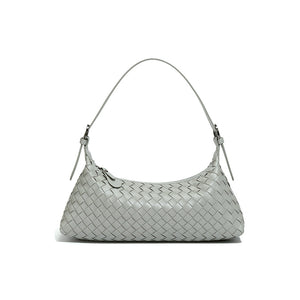 Woven Leather Baguette Shoulder Handbag
