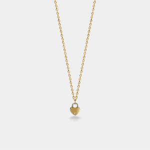 Classic Heart Lock Tiny CZ Pendant Necklace