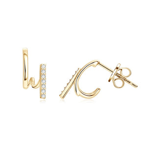 Moissanite Illusion Double Row Stud Earrings