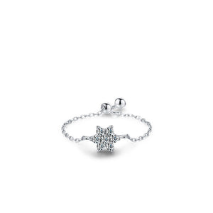 Dainty Flower Slide Thin Chain Adjustable Ring
