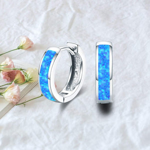 Dainty Opal Channel Set Huggie Hoop Earrings
