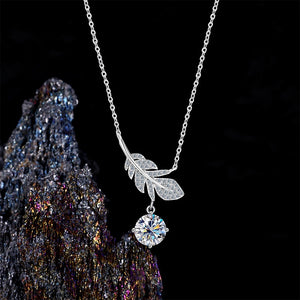 Moissanite Feather Cluster Pendant Necklace