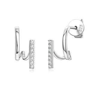 Moissanite Illusion Double Row Stud Earrings