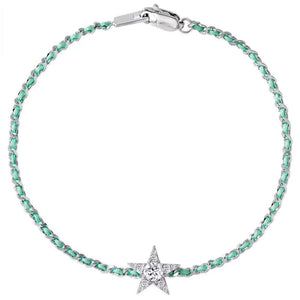 Elegant Star Mint Woven Cord Charm Bracelet