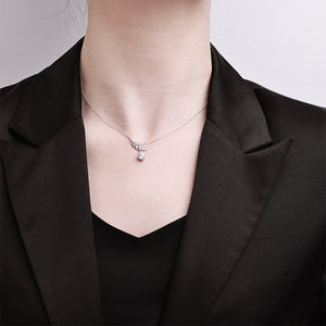 Moissanite Feather Cluster Pendant Necklace