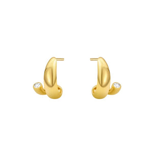 Modern Tiny CZ Twisted Ribbon Stud Earrings