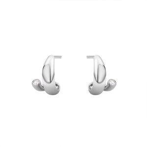 Modern Tiny CZ Twisted Ribbon Stud Earrings