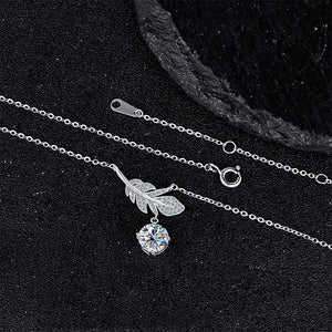 Moissanite Feather Cluster Pendant Necklace