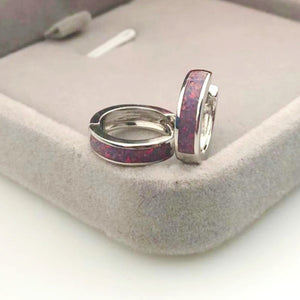 Dainty Opal Channel Set Huggie Hoop Earrings