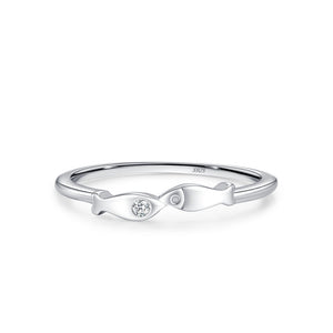 Minimalist Little Twin Fish Stackable Band Ring