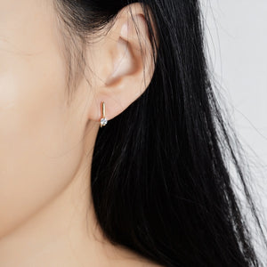 Minimalist Solitaire Moissanite Hook Earrings
